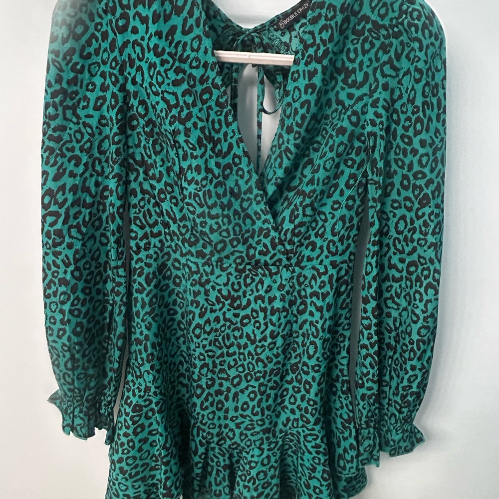 Teal Leopard Print Women's Dress